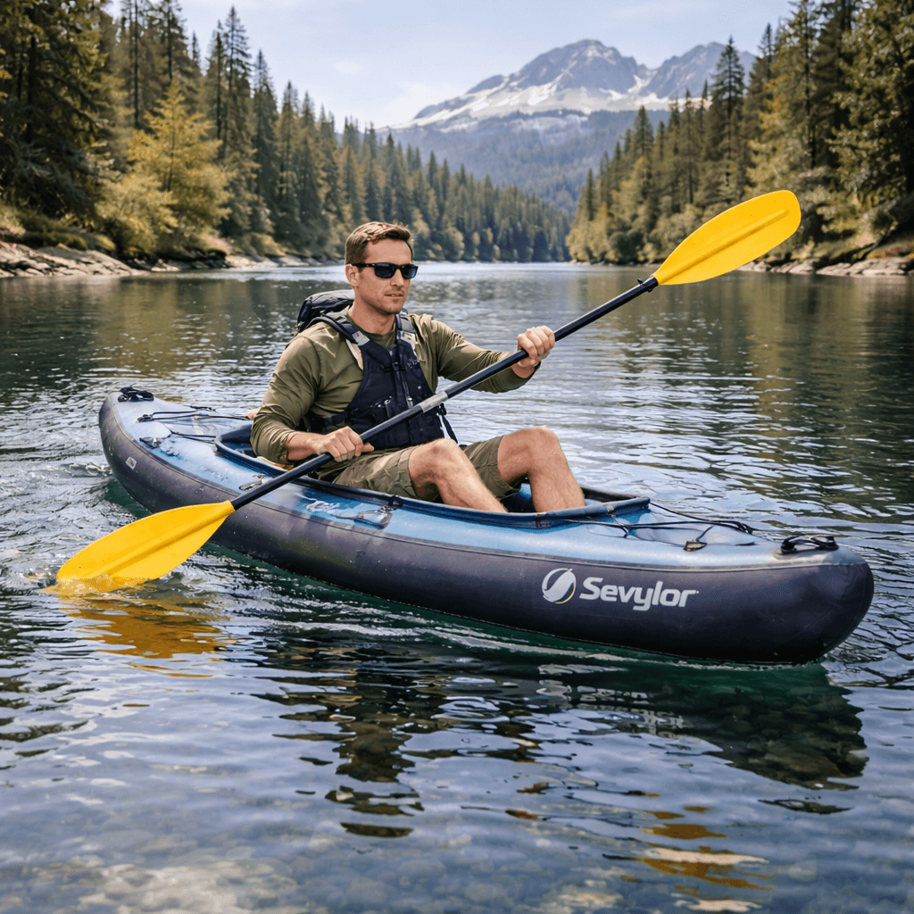 Sevylor - Longer Solo Inflatable Kayak Profile for Calm Water Stability